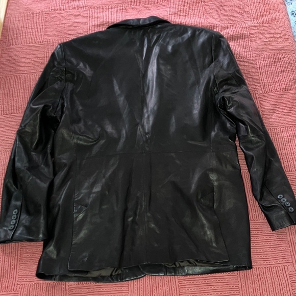 INC International Concepts Black Leather Blazer men’s size large - Picture 10 of 15